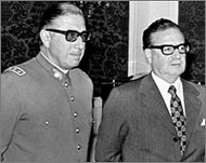 Chilean President Salvador Allende (R) and General AugustoPinochet in August 1973