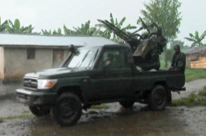 Armoured vehicle of DRC army - screengrab from Malcolm Webb package