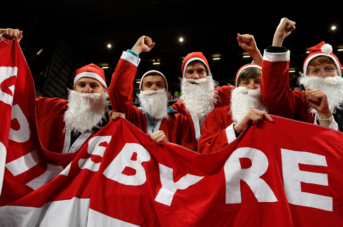 Christmas football fans