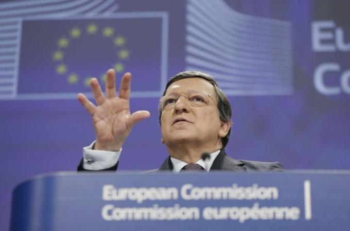 EU Commission President Barroso addresses a news conference at the EU Commission headquarters in Brussels