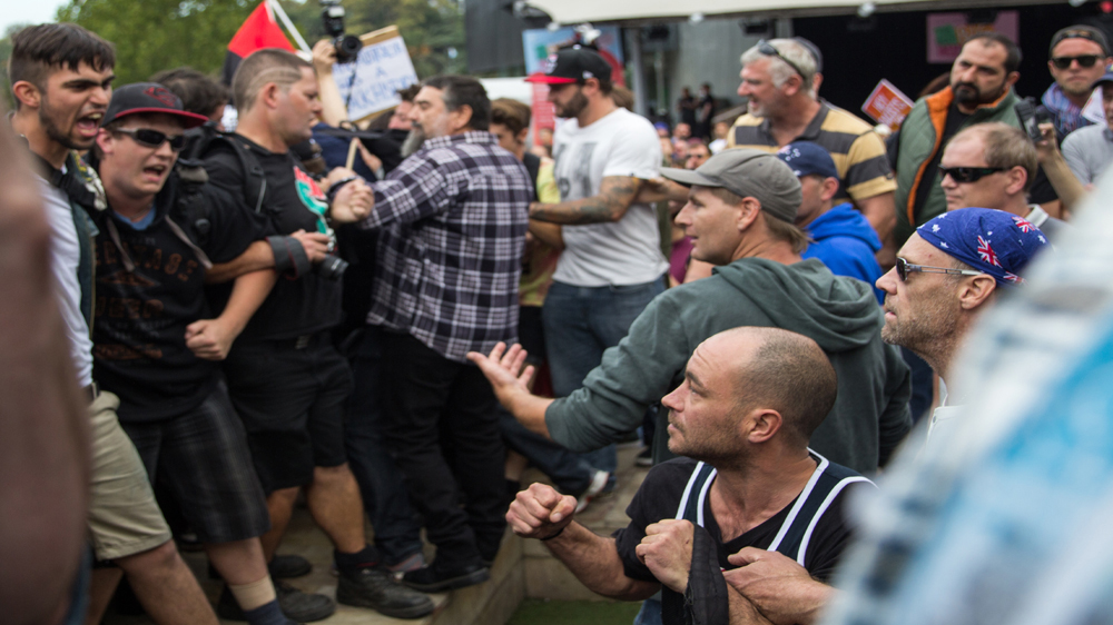 Tensions rose during protests on April 5, 2015 [Snehargho Ghosh/Al Jazeera]