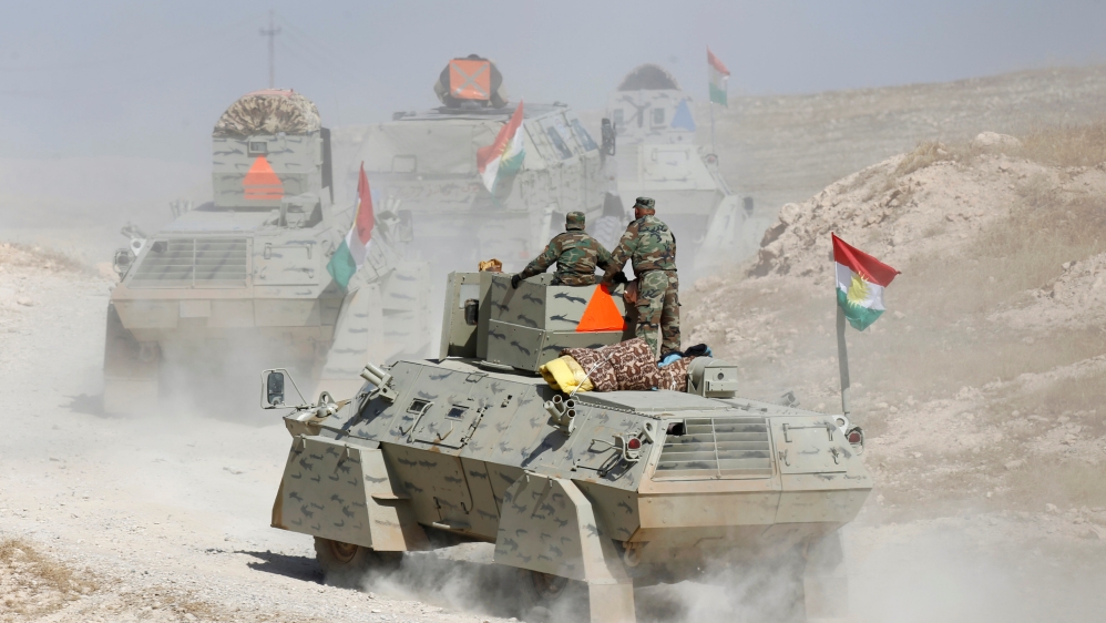 Peshmerga forces advance in the east of Mosul to attack ISIL fighters in Mosul, Iraq [REUTERS]