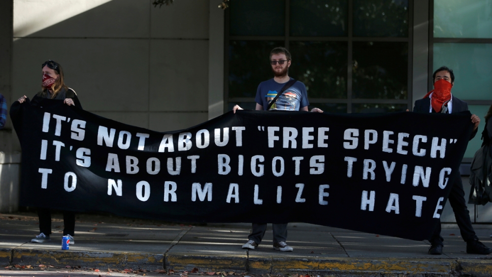 In Berkeley, Antifa have rallied several times this year against far-right speakers [Stephen Lam/Reuters]