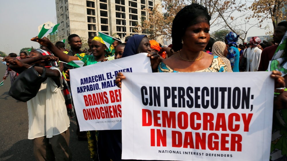 Nigeria judge suspension protest Reuters