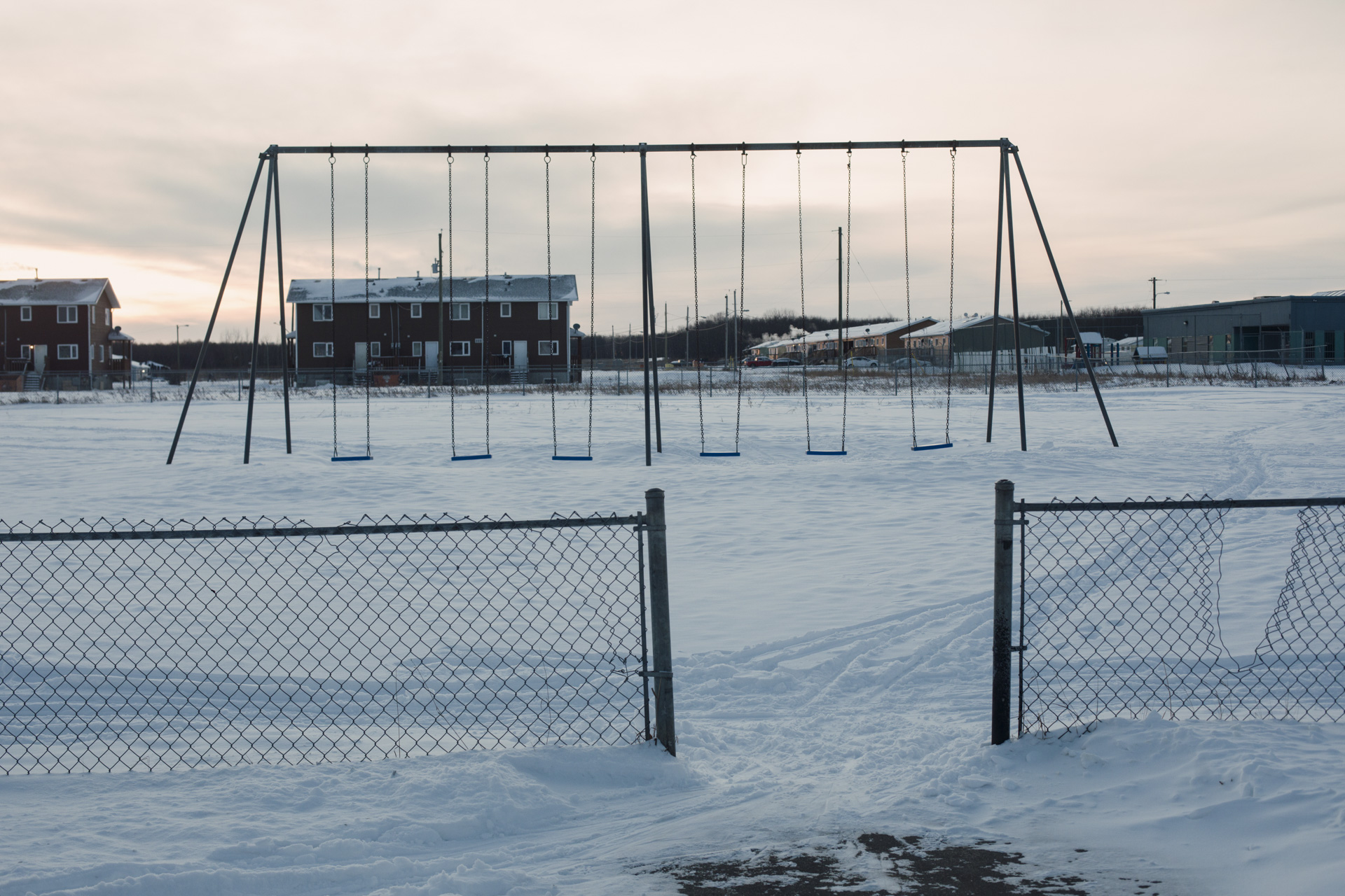 A playground in Saddle Lake; parents worried for their children’s safety after a 70-year-old man allegedly made threats to their community last November