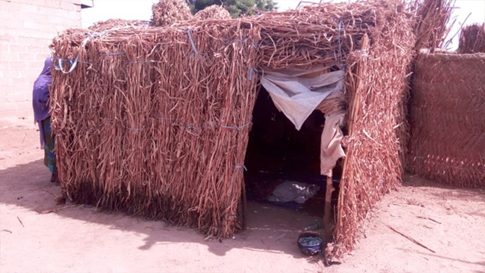 For two years, Miriam and Roda lived in a hut like this in Madinatu before they were trafficked to Enugu