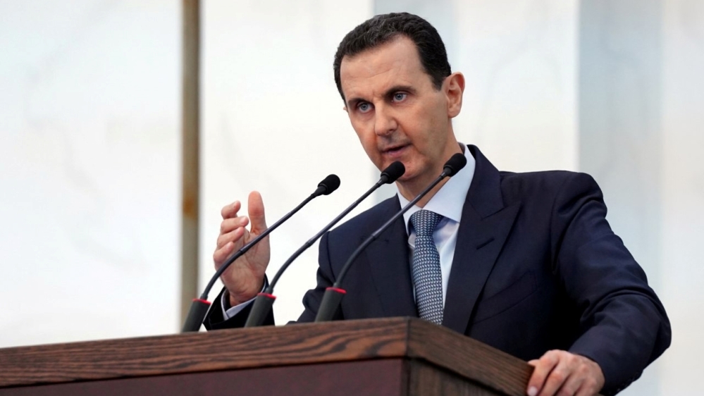 Syria''s President Bashar al-Assad addresses the new members of parliament in Damascus, Syria in this handout released by SANA on August 12, 2020. SANA/Handout via REUTERS