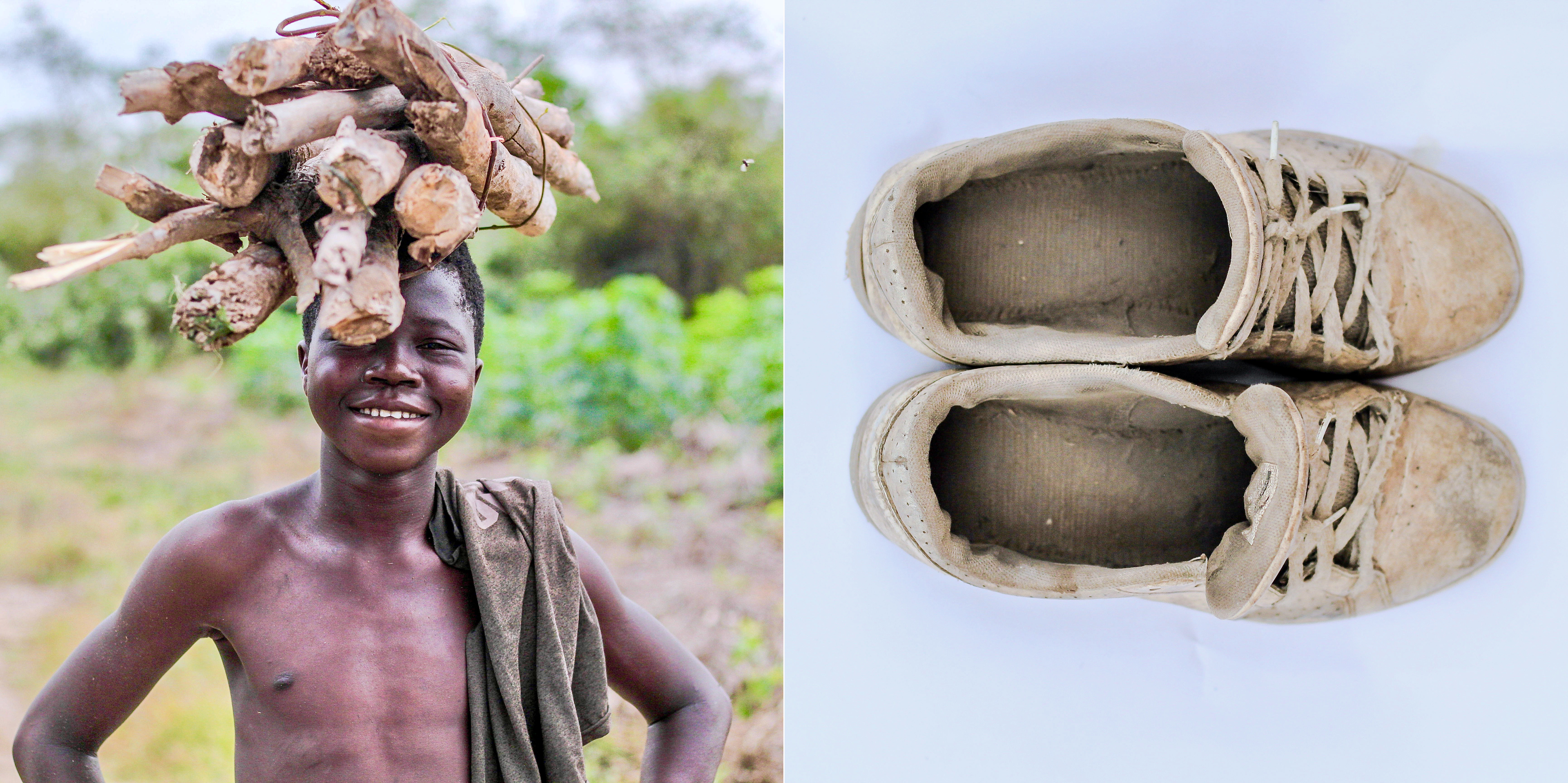 Koffi says his shoes are a reminder than someone cares for him