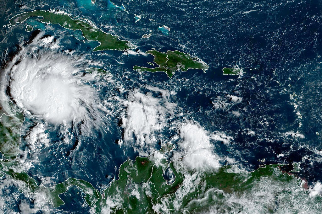 A satellite image of Tropical Storm Lisa