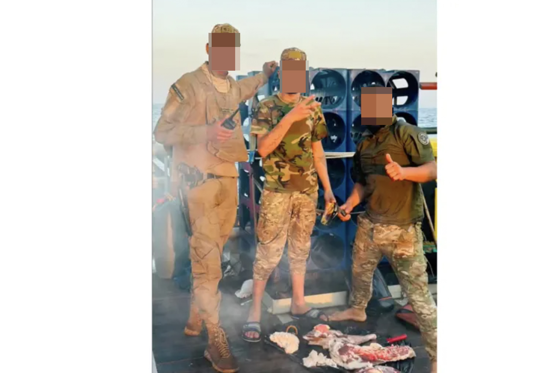 When off-duty, the TBZ crew enjoys barbecues on the vessel they use to intercept refugees