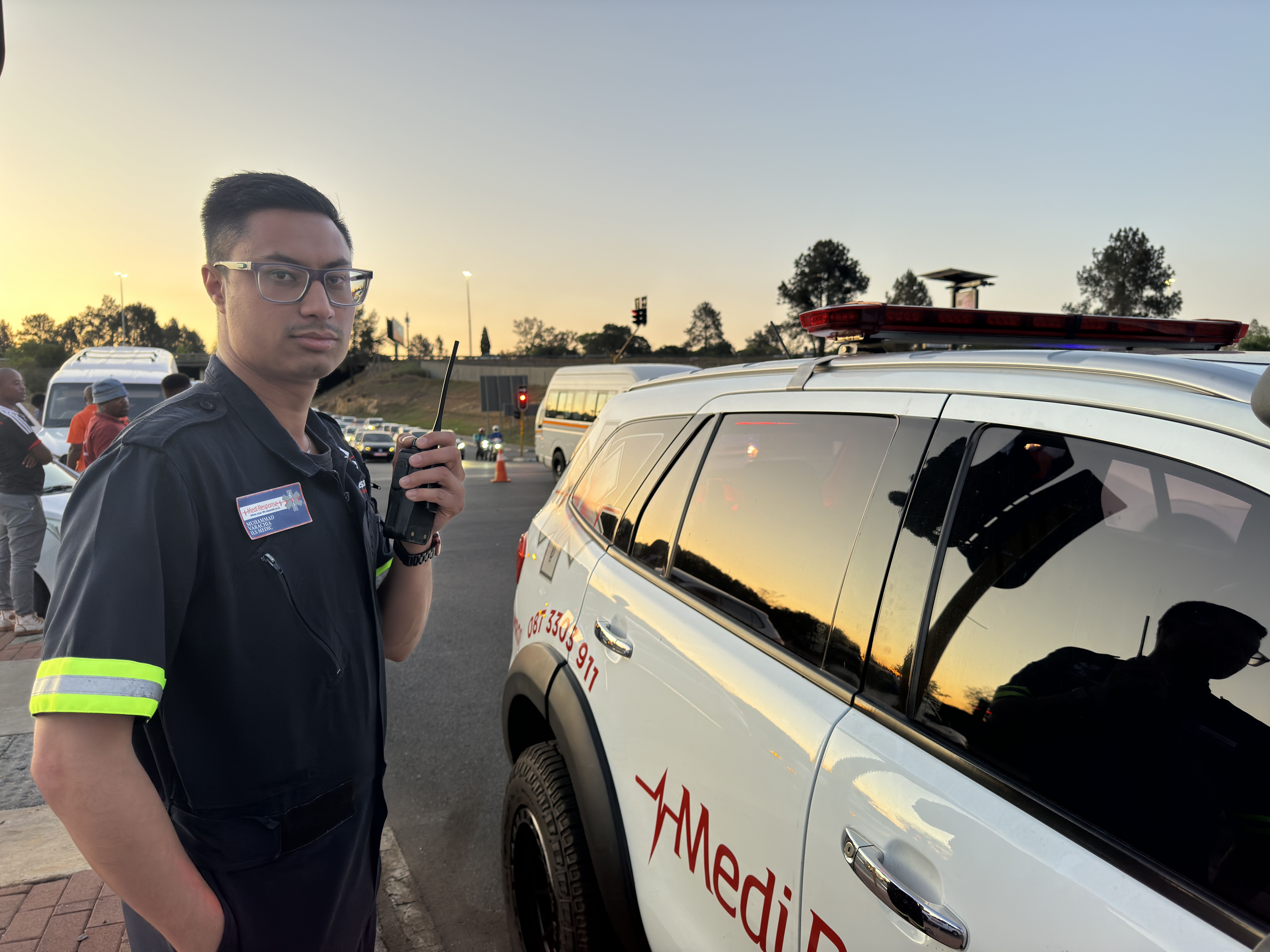 Paramedic Muhammad Varachia attends to a call