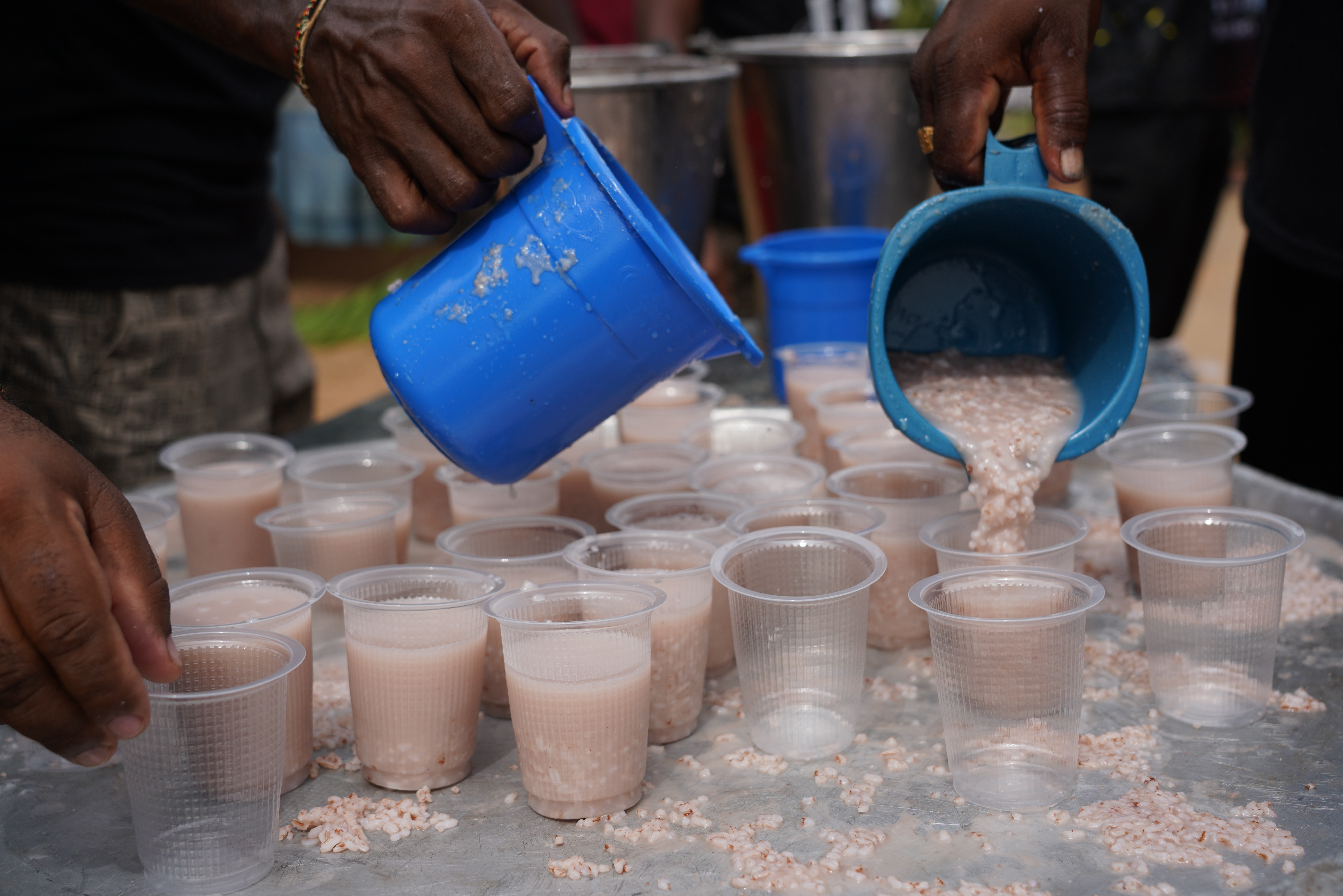 Kanji – a gruel eaten by Sri Lankan Tamils under siege during the civil war – is served at the commemoration to those lost and disappeared