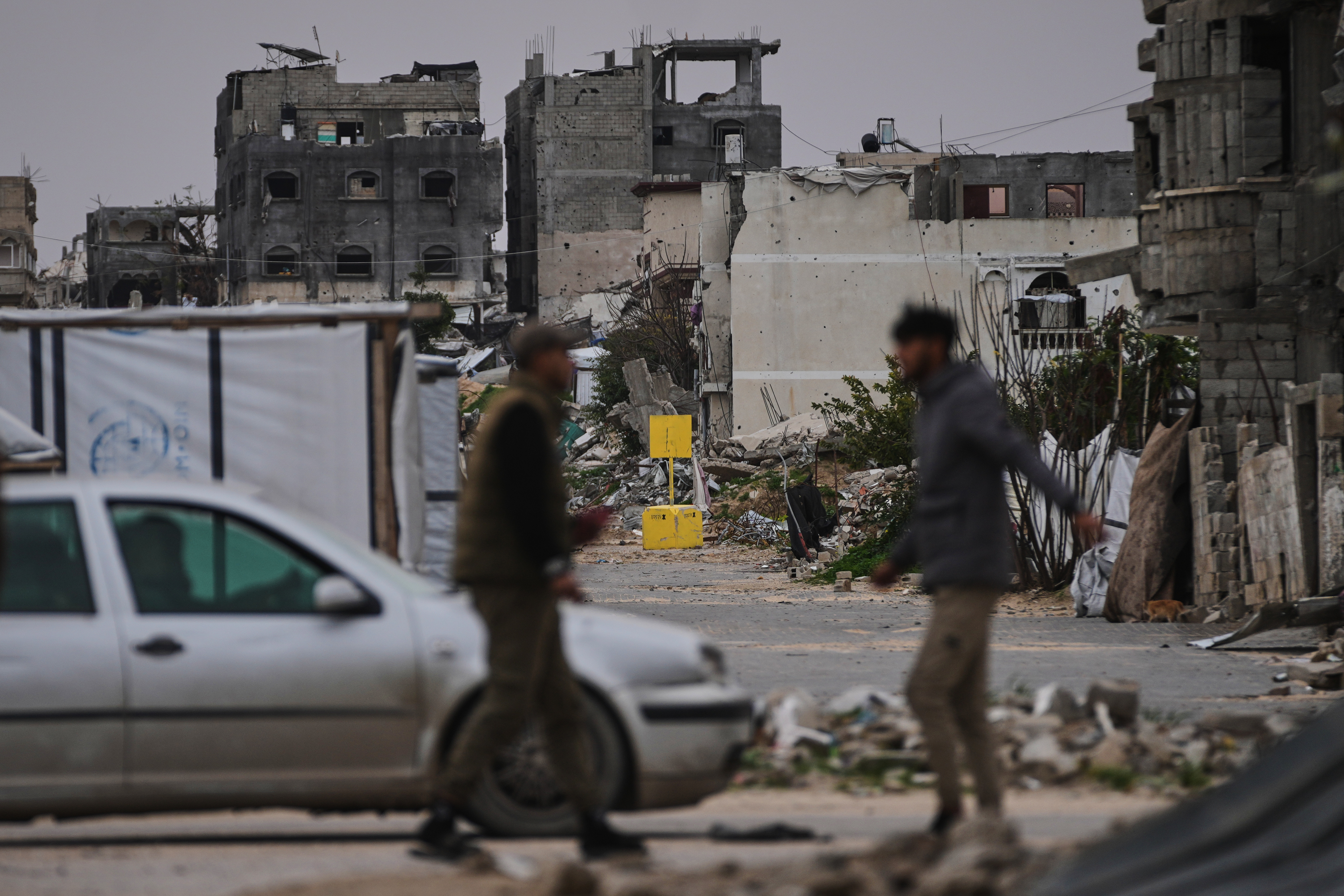 A yellow block demarcating the "Yellow Line" is visible in Gaza.