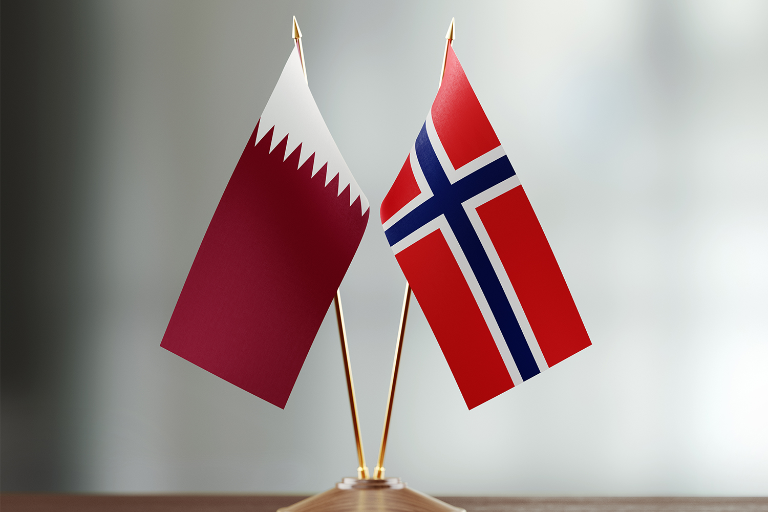 Qatari and Norwegian flag