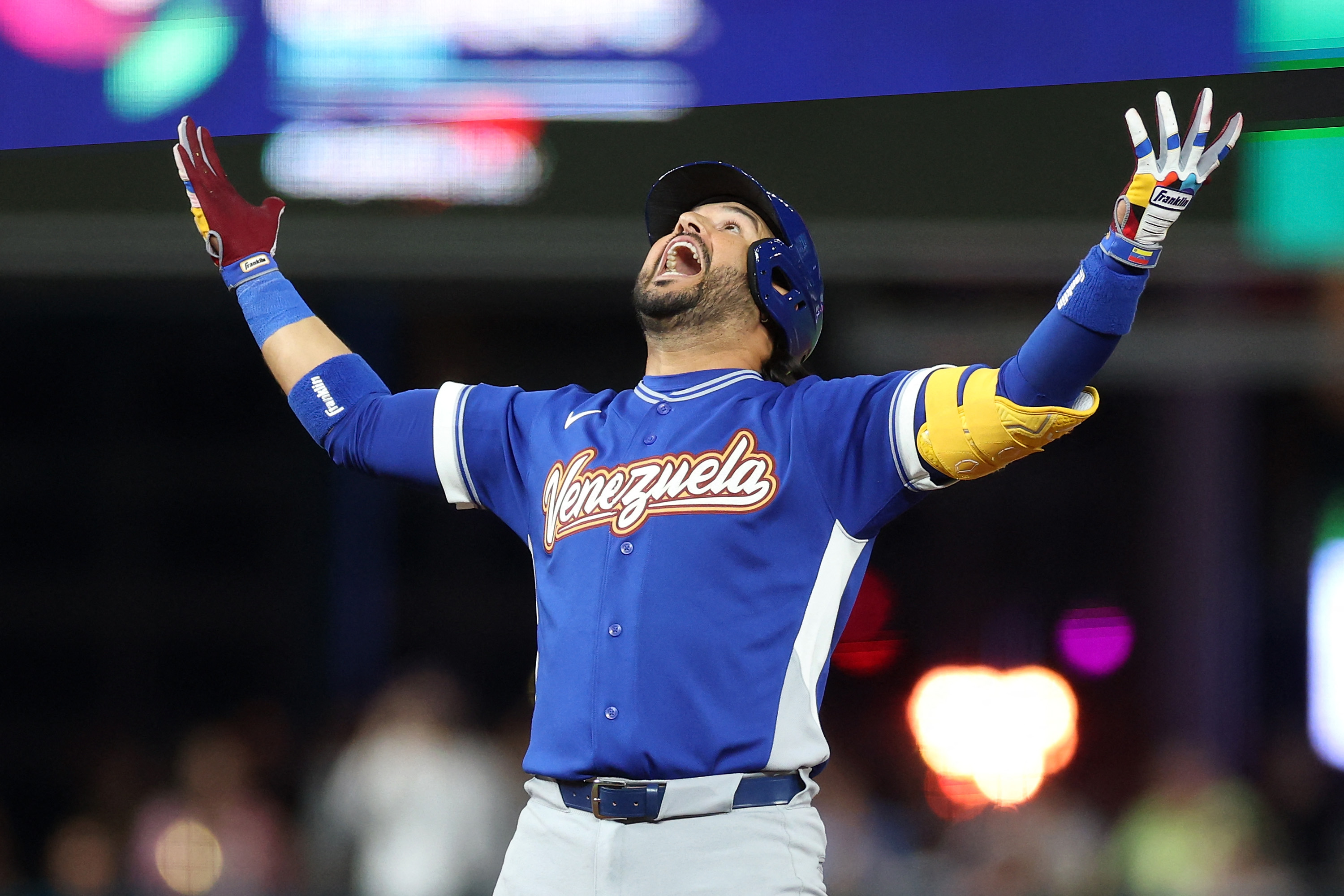Eugenio Suarez reacts.