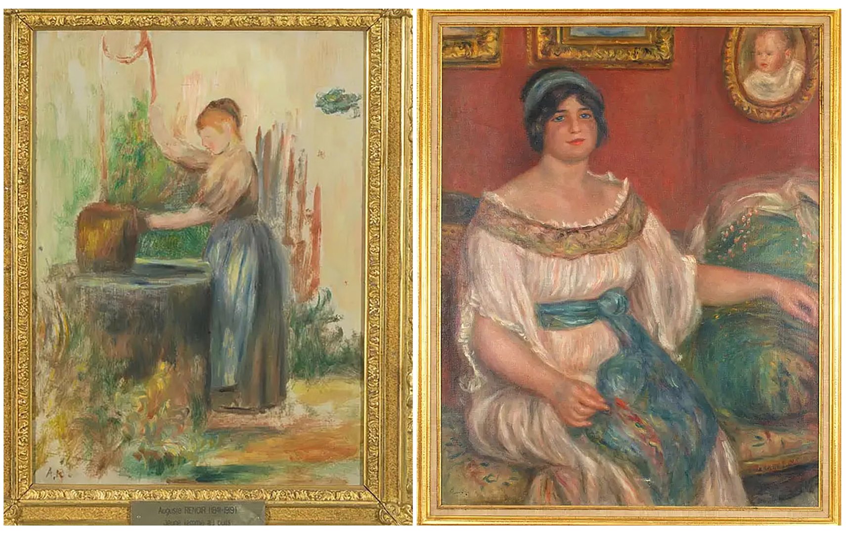 Two Renoir paintings, 'Young Woman at the Well' and 'Portrait of Madame Colonna Romano', have been recovered one month after a museum heist in France