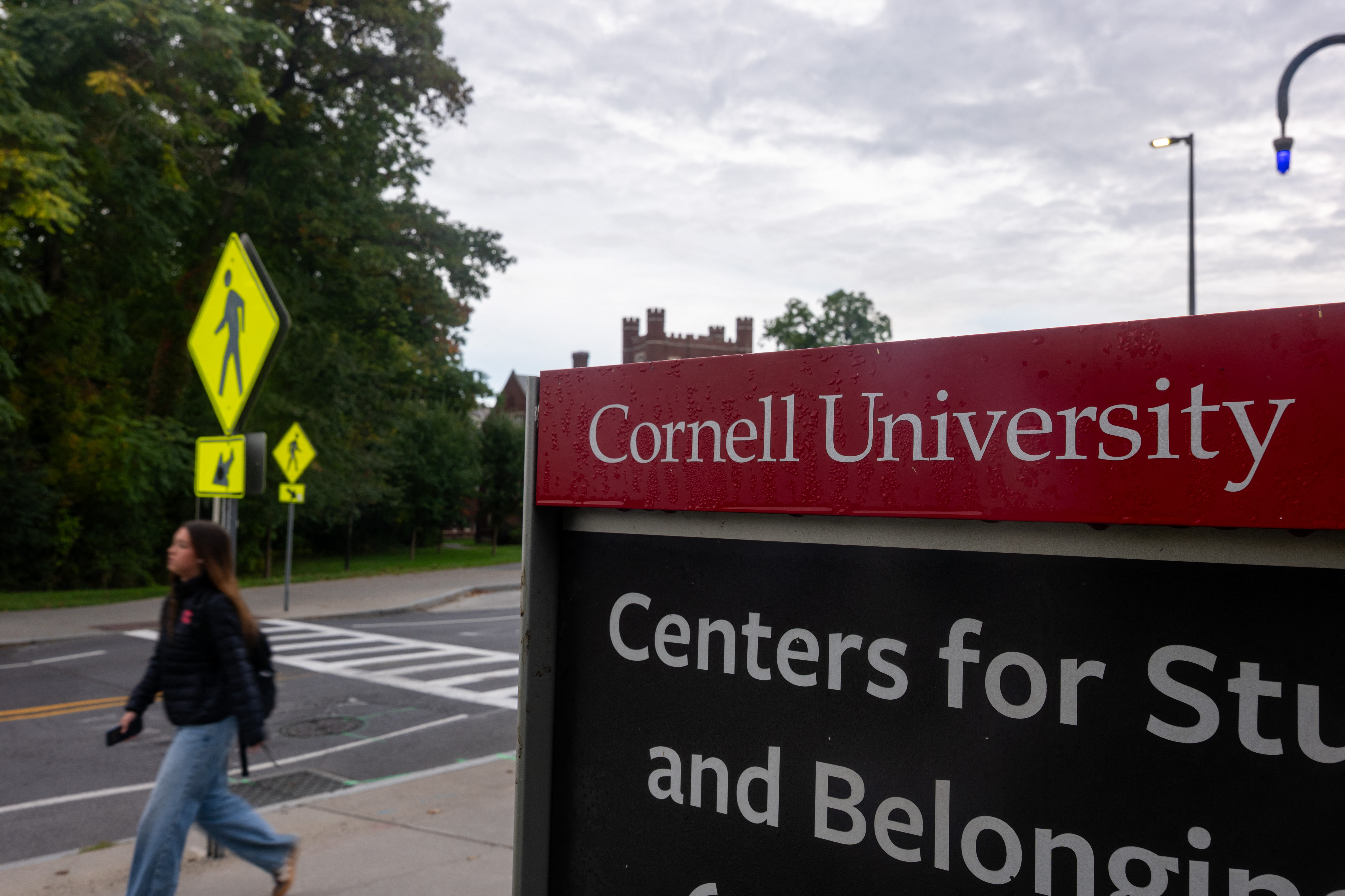ITHACA, NEW YORK - SEPTEMBER 30: Students walk on the campus of Cornell University a day after on September 30, 2026, in Ithaca, New York. A New York state attorney general has announced a review of the school’s initial response to allegations from a former Cornell University student about being raped at a campus fraternity in 2024. The student, who is only being identified as Jane Doe, has alleged she was drugged and gang-raped inside the Chi Phi frat house on the night of October 19, 2024 house in 2024. Spencer Platt/Getty Images/AFP (Photo by SPENCER PLATT / GETTY IMAGES NORTH AMERICA / Getty Images via AFP)